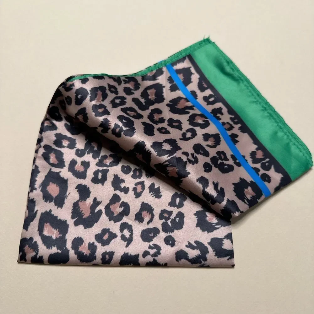 Leopard Print Scarf with Green Border G9